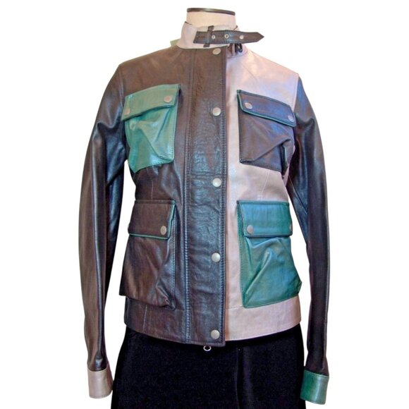 Authentic Belstaff Gold Label Multicolor Brad Leather Jacket EU 42